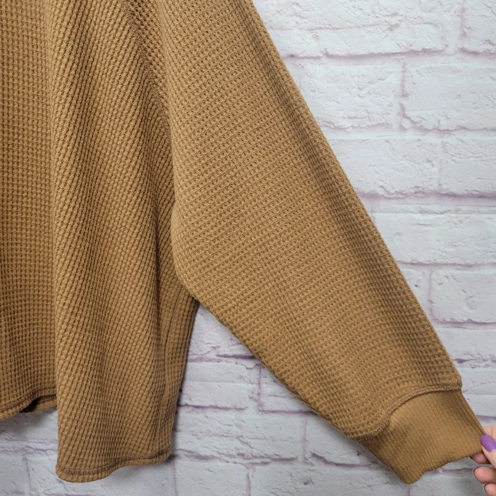 Old Navy Thermal Waffle Knit Henley Top Womens 3X Relaxed Cozy Travel Loungewear